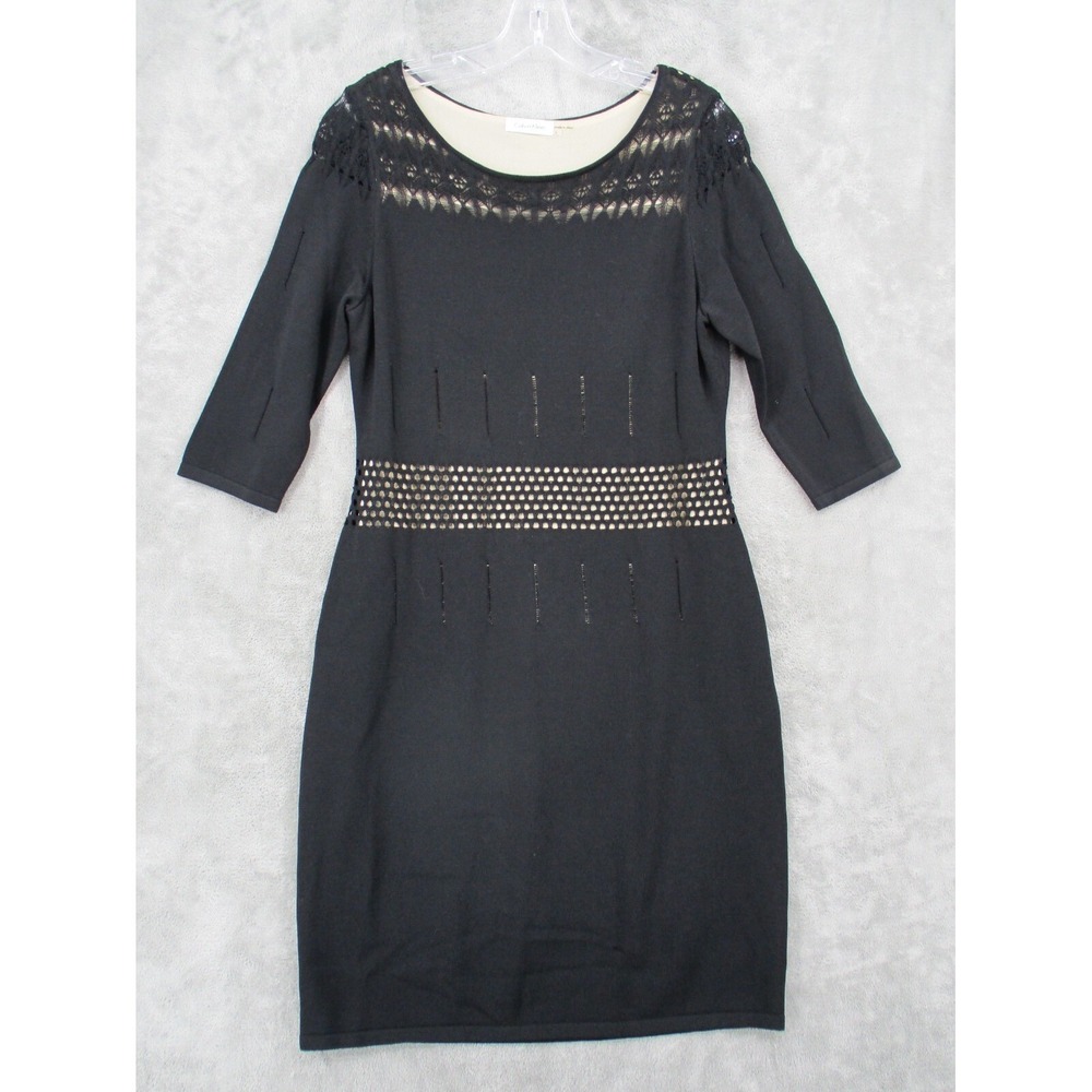 Calvin Klein Dress Womens Size L Sheath Cutout deatil Office Career Cocktail Zip
